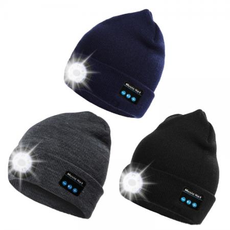 M1-BL LED Glowing Bluetooth Music Hat Wireless Call Night Running Hat(Black)